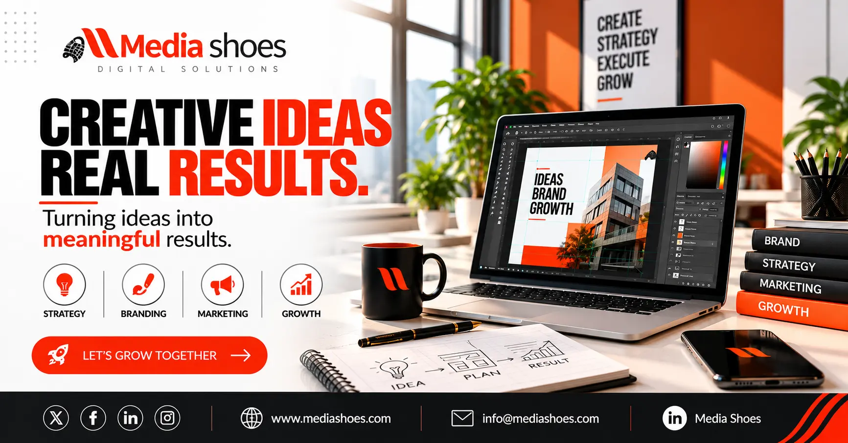 Creative digital strategy and marketing planning workspace